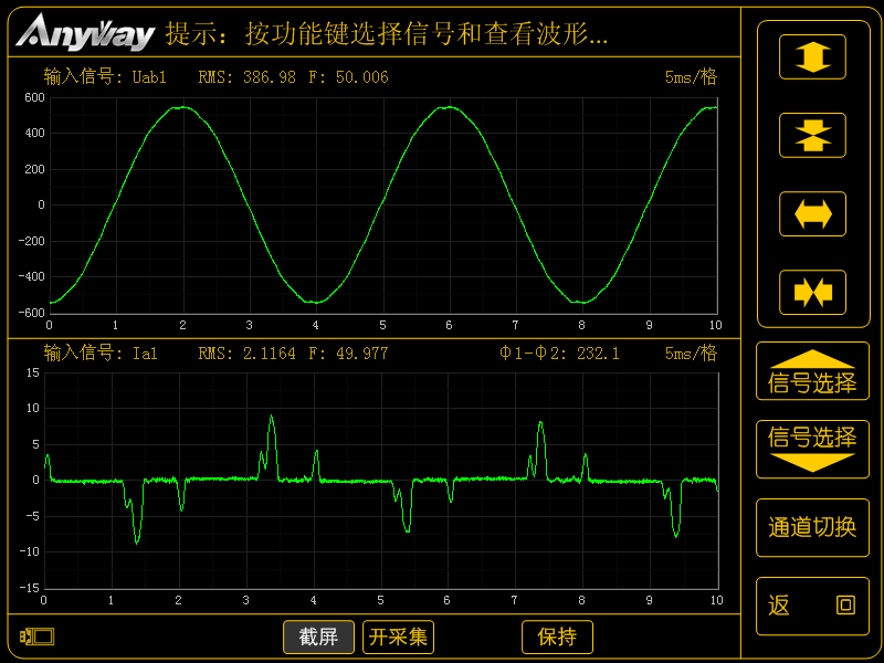 6脈整流變頻器的輸入電壓和電流波形圖