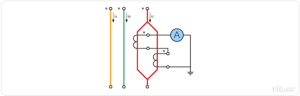 電流互感器原邊并聯(lián)、副邊串聯(lián)接線圖